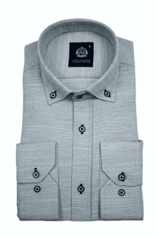 Erkek Silim Fitt Uzun Kol Gömlek Hasır Dokuma BGL-ST02983 MİNT-YEŞİLİ - S