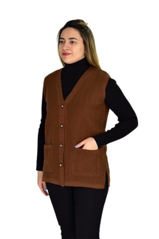 Kadın Cepli Triko Yelek BGL-ST03343 TABA - M