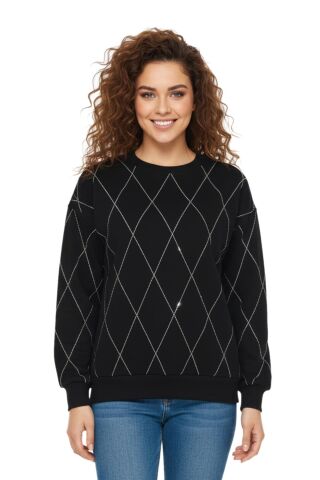 Kadın Sıfıryaka Sweatshirt Taşlı BGL-ST05060
