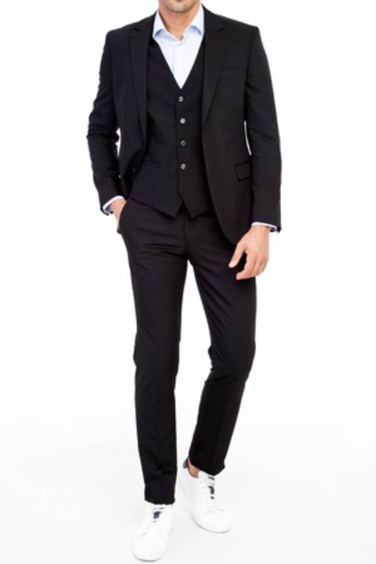 Erkek Takım Elbise Çift Yırtmaç Yelekli Silim Fit BGL-ST01244