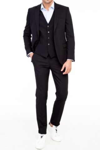 Erkek Takım Elbise Çift Yırtmaç Yelekli Silim Fit BGL-ST01244