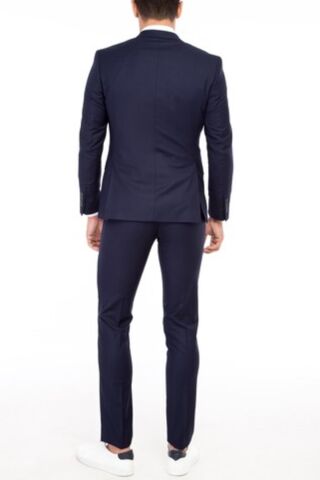 Erkek Takım Elbise Çift Yırtmaç Yelekli Silim Fit BGL-ST01244 LACİVERT - 46