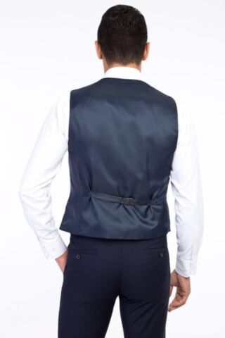 Erkek Takım Elbise Çift Yırtmaç Yelekli Silim Fit BGL-ST01244 LACİVERT - 46