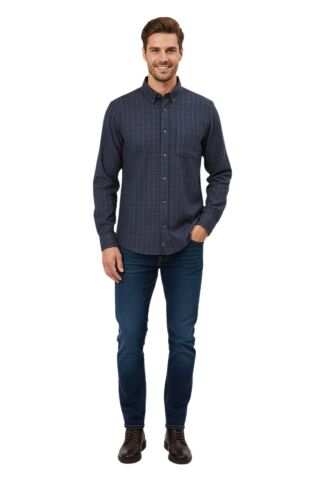 Erkek Büyük Beden Kışlık Uzun Kol Gömlek 33531 BGL-ST04801 LACİVERT - 6XL