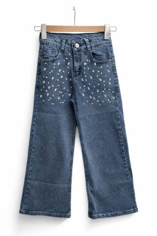 Kız Çocuk Taş Desenli Palazzo Jean Pantolon BGL-ST05214