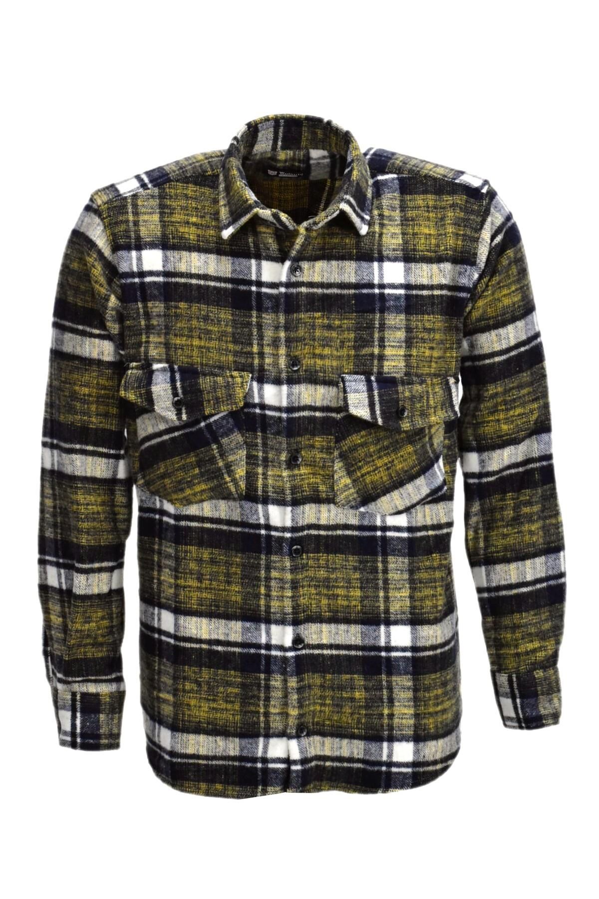 Erkek Çift Cepli Kapaklı Regular Fit Oduncu Gömlek BGL-ST03255 LACİVERT - S
