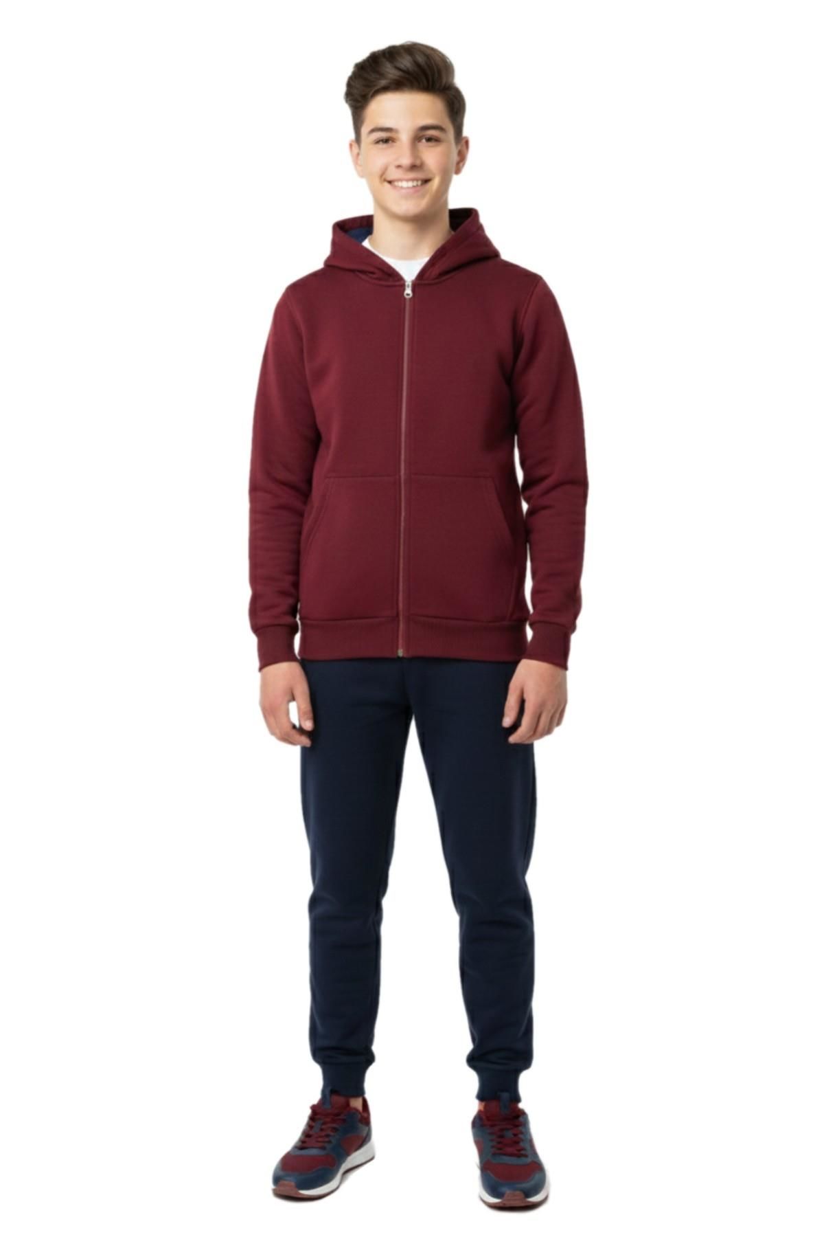 Erkek Çocuk Kapüşonlu Fermuarlı 3 İplik Eşofman Takım BGL-ST05050