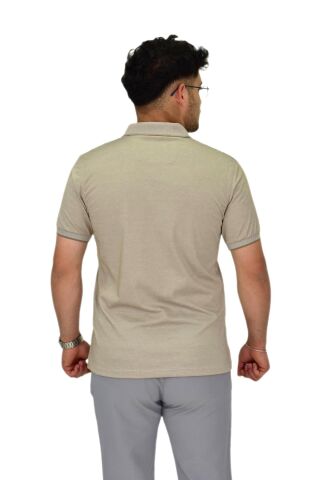 Erkek Polo Yaka Pano Çizgili Tişört T273 BGL-ST04592 BEJ - XL