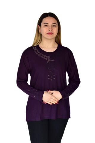 Kadın Nergiz Mevsimlik Bluz BGL-ST03377 MOR - XL