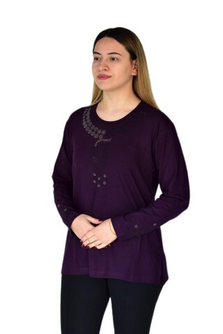 Kadın Nergiz Mevsimlik Bluz BGL-ST03377 MOR - XL
