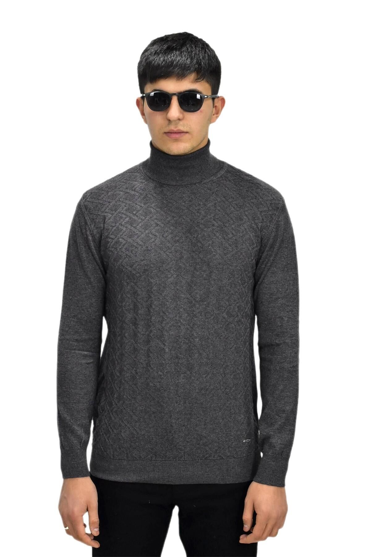 Erkek Spor Balıkçı Yaka Kazak R22507 BGL-ST03177 ANTRASİT - L