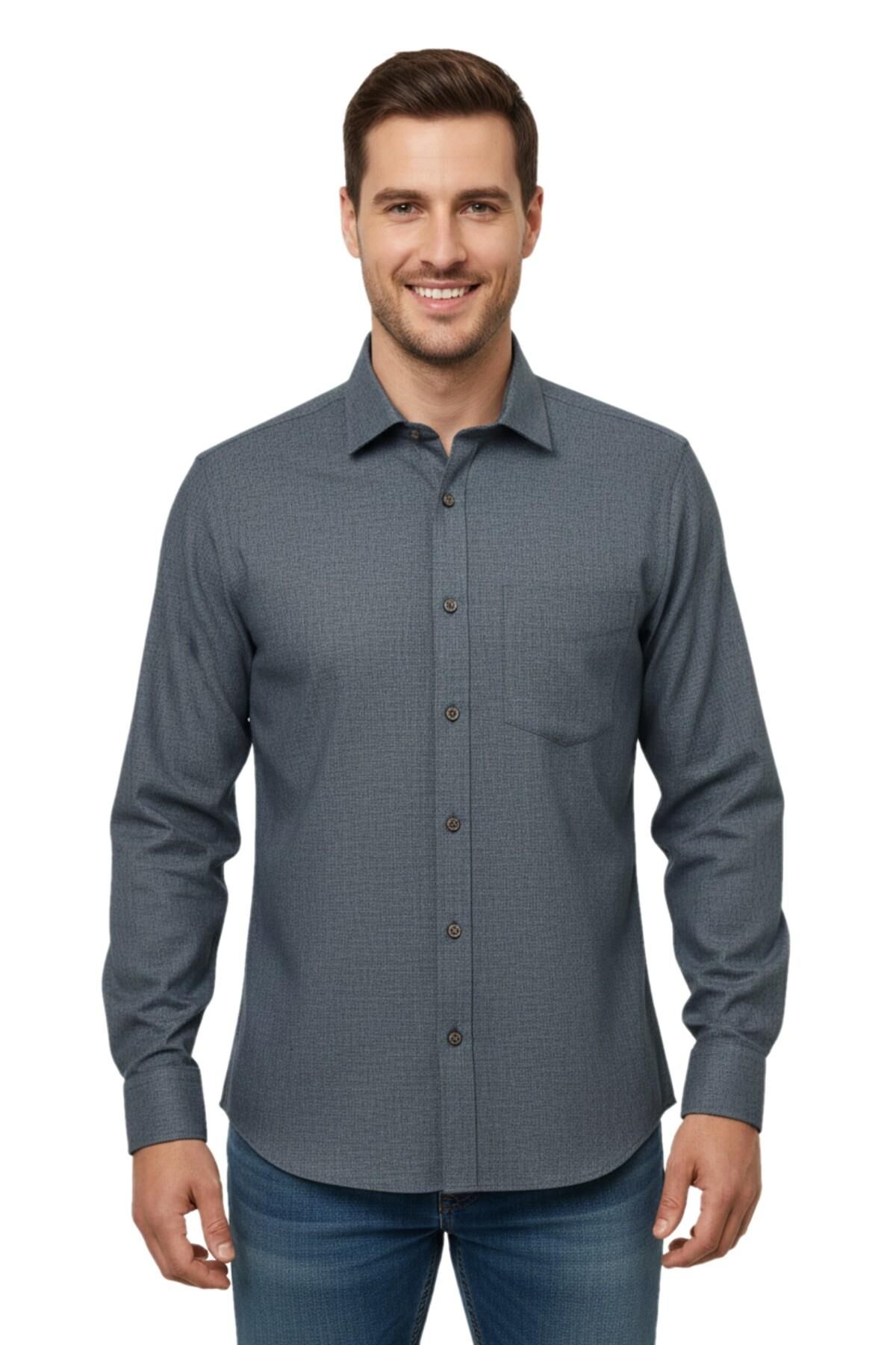 Erkek Kışlık Uzun Kol Tek Cepli Gömlek 3538 BGL-ST04804