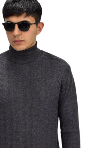 Erkek Spor Balıkçı Yaka Kazak R22507 BGL-ST03177 ANTRASİT - M