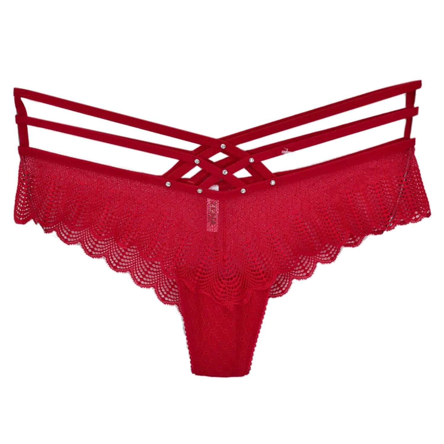 Kadın Ön Güpürlü İp Lastikli  Fantazi Külot 7007 BGL-ST04365 KIRMIZI - S/M