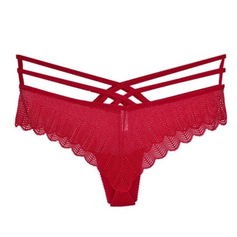 Kadın Ön Güpürlü İp Lastikli  Fantazi Külot 7007 BGL-ST04365 KIRMIZI - S/M