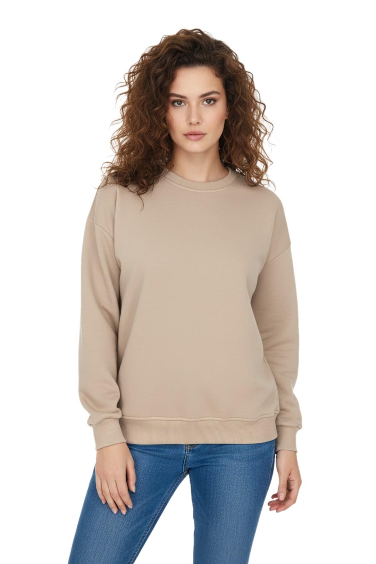 Kadın Spor Sıfıryaka Sweatshirt BGL-ST05061 BEJ - M