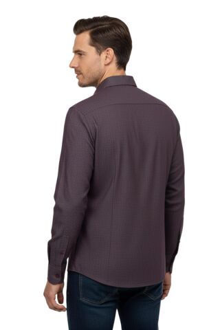 Erkek Kışlık Uzun Kol Tek Cepli Gömlek 3538 BGL-ST04804 BORDO - L