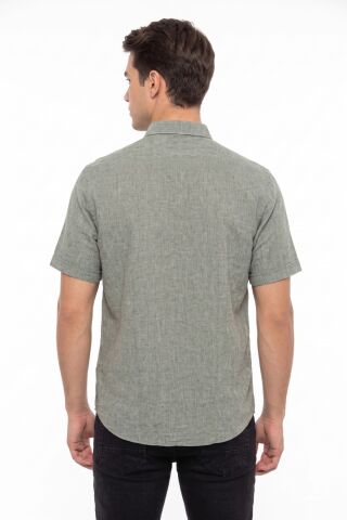 Erkek Pamuklu Yazlık Kısa Kol Gömlek 9665 BGL-ST05617 HAKİ - 3XL