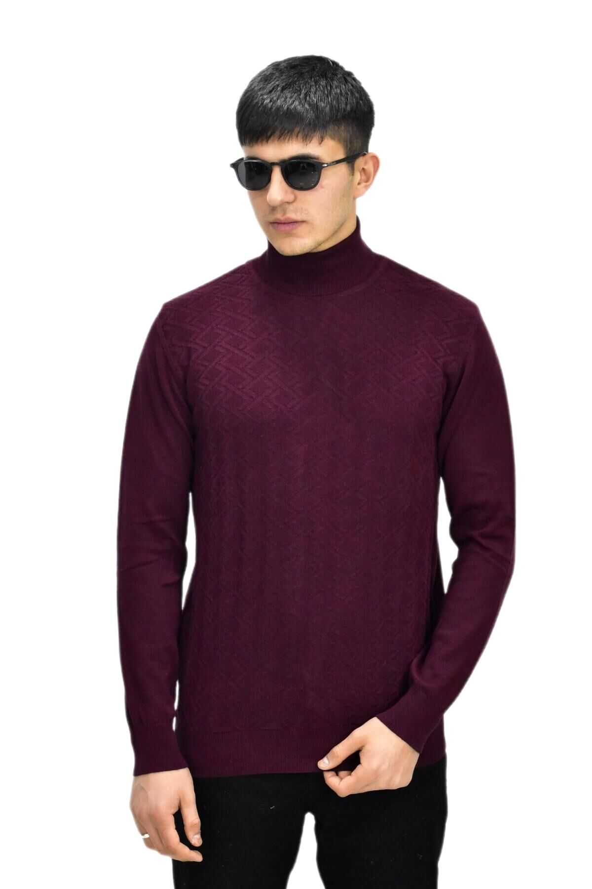 Erkek Spor Balıkçı Yaka Kazak R22507 BGL-ST03177 BORDO - L
