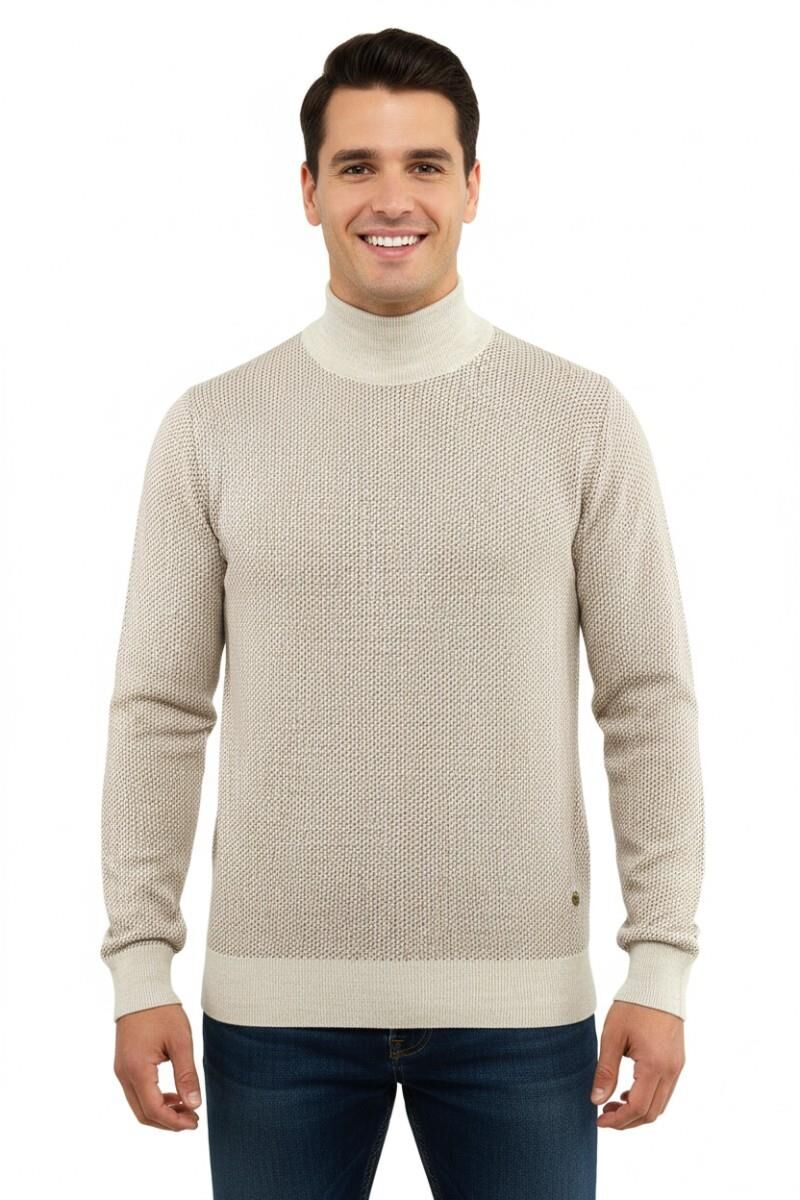 Erkek Yarım Balıkçı Kazak Çelik Örgü Regular Kalıp 5206B BGL-ST04853 TAŞ - 2XL