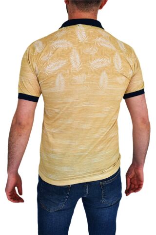 ÇİZGİ TRİKO ERKEK POLO YAKA PALMİYE TSHİRT 3514 HARDAL - L