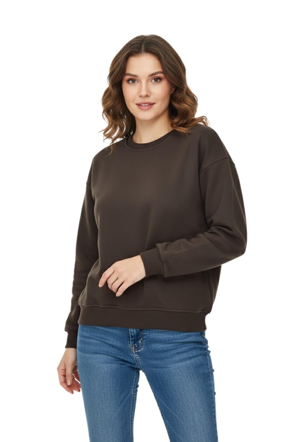 Kadın Spor Sıfıryaka Sweatshirt BGL-ST05061 KAHVE - L