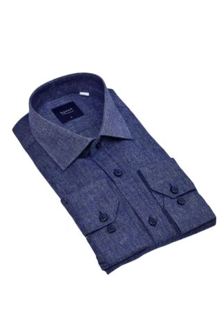Erkek Kışlık Uzun Kol Tek Cepli Gömlek 3538 BGL-ST04804 LACİVERT - L