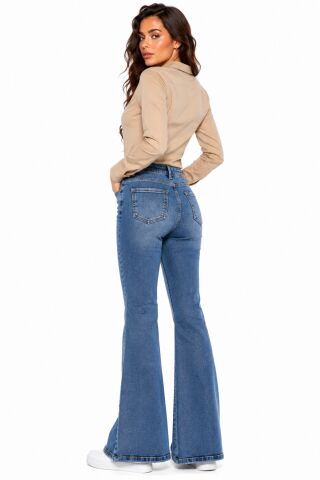 Kadın İspanyol Paça Fit Jean Pantolon BGL-ST05451 BUZ.MAVİ - 30