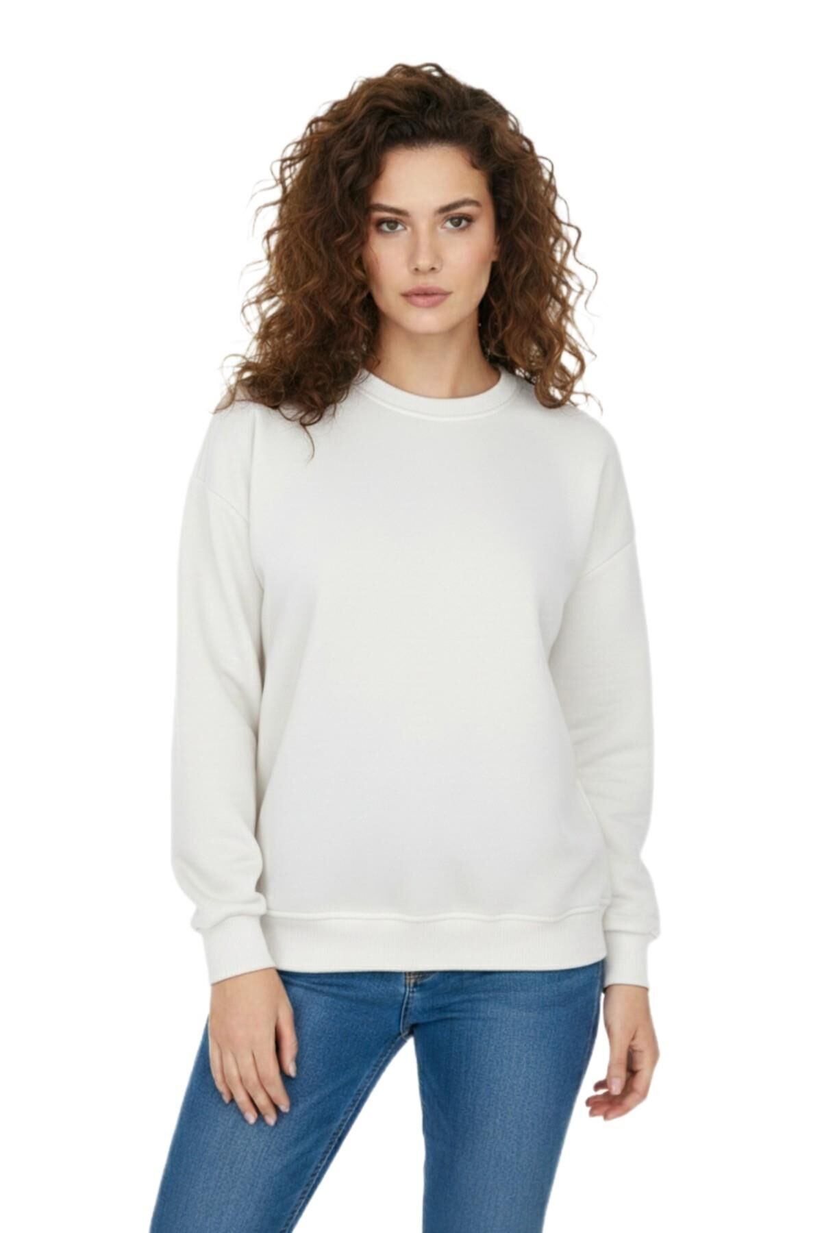 Kadın Spor Sıfıryaka Sweatshirt BGL-ST05061 KREM - M