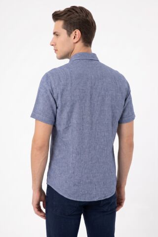 Erkek Pamuklu Yazlık Kısa Kol Gömlek 9665 BGL-ST05617 İNDİGO - 4XL