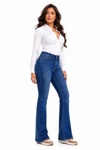 Kadın İspanyol Paça Fit Jean Pantolon BGL-ST05451 K.MAVİ - 29/34
