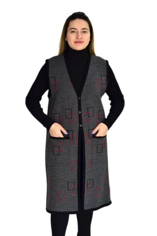 Kadın Triko Uzun Yelek UY1574 BGL-ST03456