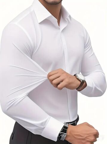 Erkek Slim Fitt Uzun Kol Likralı Gömlek 2392 BGL-ST04380 BEYAZ - L