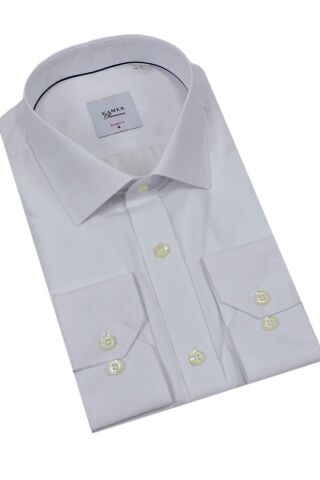 Erkek Slim Fitt Uzun Kol Likralı Gömlek 2392 BGL-ST04380 BEYAZ - L