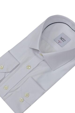 Erkek Slim Fitt Uzun Kol Likralı Gömlek 2392 BGL-ST04380 BEYAZ - L