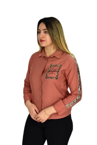 Kadın Kol Omuz Işlemeli Gömlek B6395 BGL-ST02545 KİREMİT - L