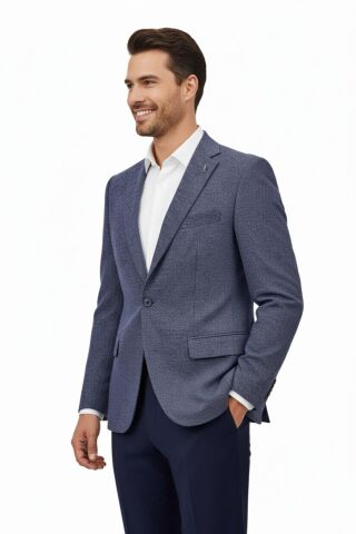 Erkek Tek Spor Ceket Çift Yırtmaçlı BGL-ST04980 İNDİGO - 46