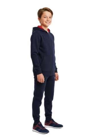 Erkek Çocuk Kapüşonlu Fermuarlı 3 İplik Eşofman Takım BGL-ST05053 LACİVERT - 14 YAŞ