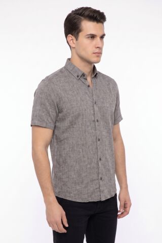 Erkek Pamuklu Yazlık Kısa Kol Gömlek 9665 BGL-ST05617 KAHVE - 2XL