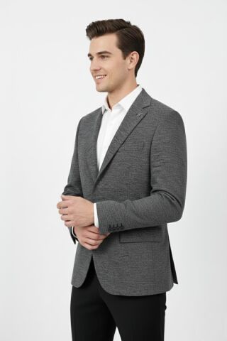 Erkek Tek Spor Ceket Çift Yırtmaçlı BGL-ST04980 FÜME - 48
