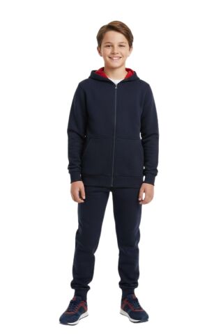 Erkek Çocuk Kapüşonlu Fermuarlı 3 İplik Eşofman Takım BGL-ST05053 LACİVERT - 15 YAŞ
