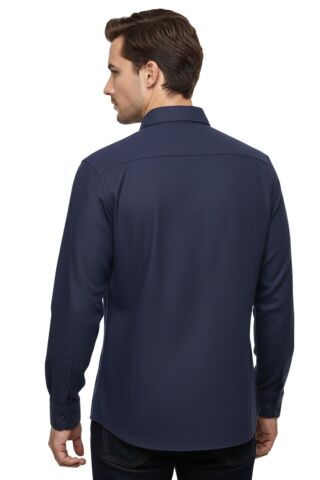 Erkek Kışlık Uzun Kol Tek Cepli Gömlek 3774 BGL-ST04805 A.LACİVERT - L