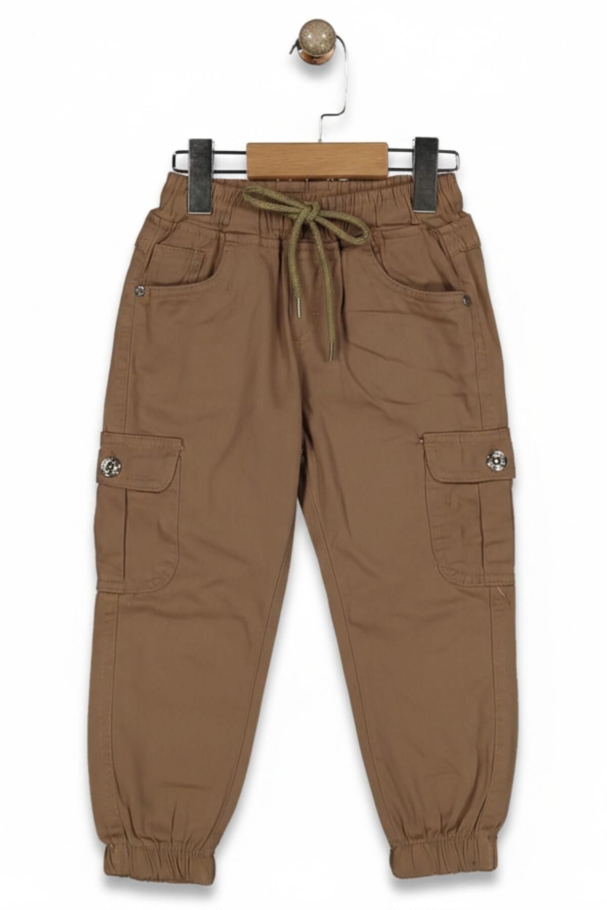 Erkek Çocuk Kanvas Kargo Cepli Paça Lastikli  Pantolon BGL-ST05216 CAMEL - 13 YAŞ