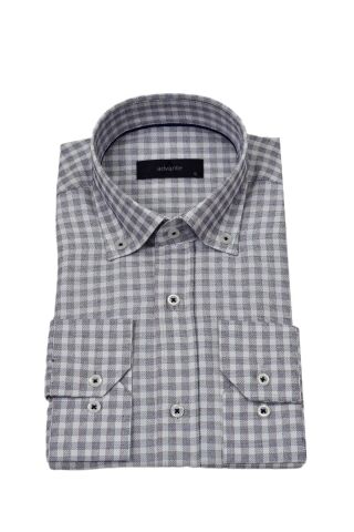 Erkek Klasik Piti Kare Tek Cepli Gömlek BGL-ST03906 BORDO - S