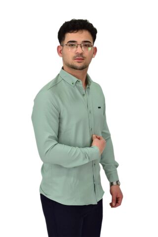 Erkek Likralı Spor Silim Fit Gömlek BGL-ST04327 ELMA - M