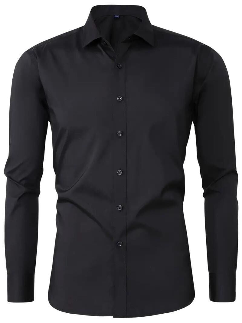 Erkek Slim Fitt Uzun Kol Likralı Gömlek 2392 BGL-ST04380 SİYAH - XL