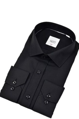 Erkek Slim Fitt Uzun Kol Likralı Gömlek 2392 BGL-ST04380 SİYAH - XL