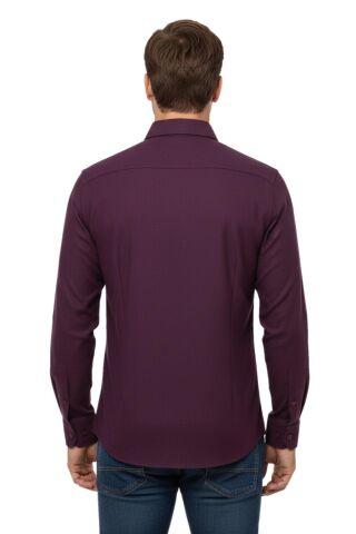 Erkek Kışlık Uzun Kol Tek Cepli Gömlek 3774 BGL-ST04805 BORDO - M