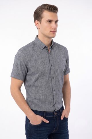 Erkek Pamuklu Yazlık Kısa Kol Gömlek 9665 BGL-ST05617 LACİVERT - XL