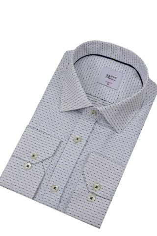Erkek Puantiyeli Slim Fitt Uzun Kol Gömlek 2403 BGL-ST04376
